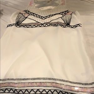 White lined dress w beading detail